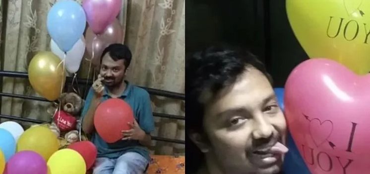 Se casó con sus globos de helio