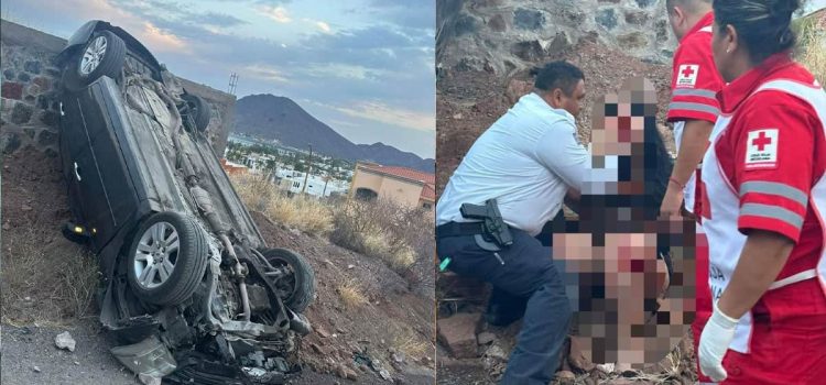 Volcamiento en Guaymas deja dos personas lesionadas