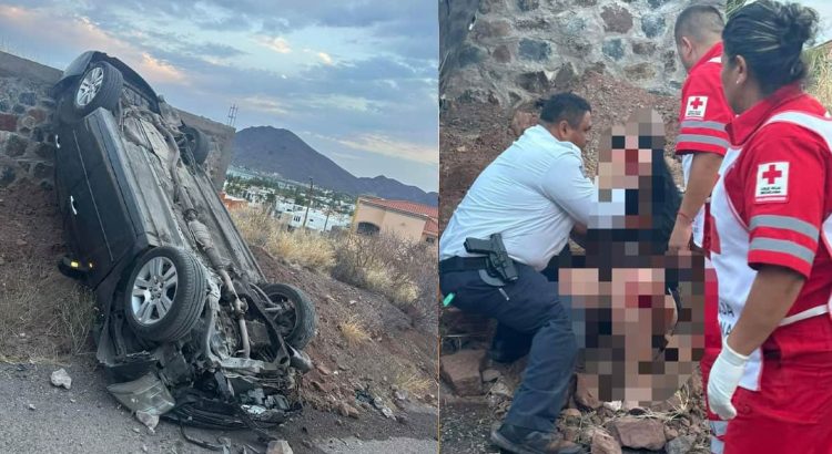 Volcamiento en Guaymas deja dos personas lesionadas