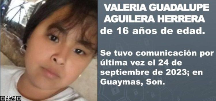 Buscan a Valeria Guadalupe, menor desaparecida en Guaymas