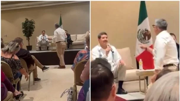 Javier Corral es increpado durante evento en Sonora, lo acusan de persecución y tortura