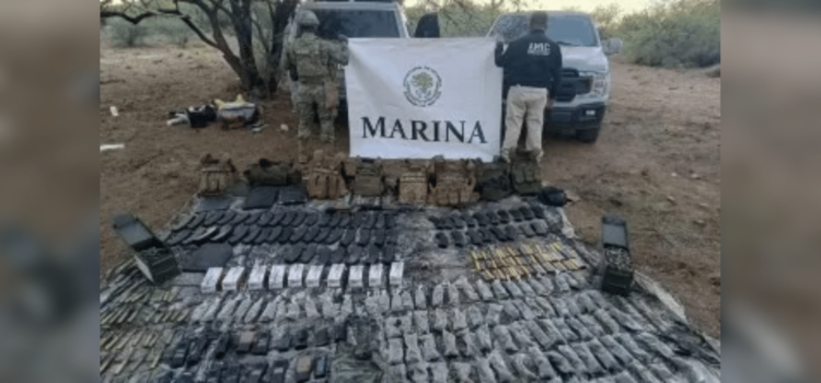 Desmantelan campamento criminal en El Sásabe: decomisan armas, explosivos, vehículos y drogas