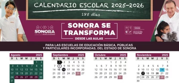SEP Sonora publica calendario 2025-2026: estos días no habrá clases