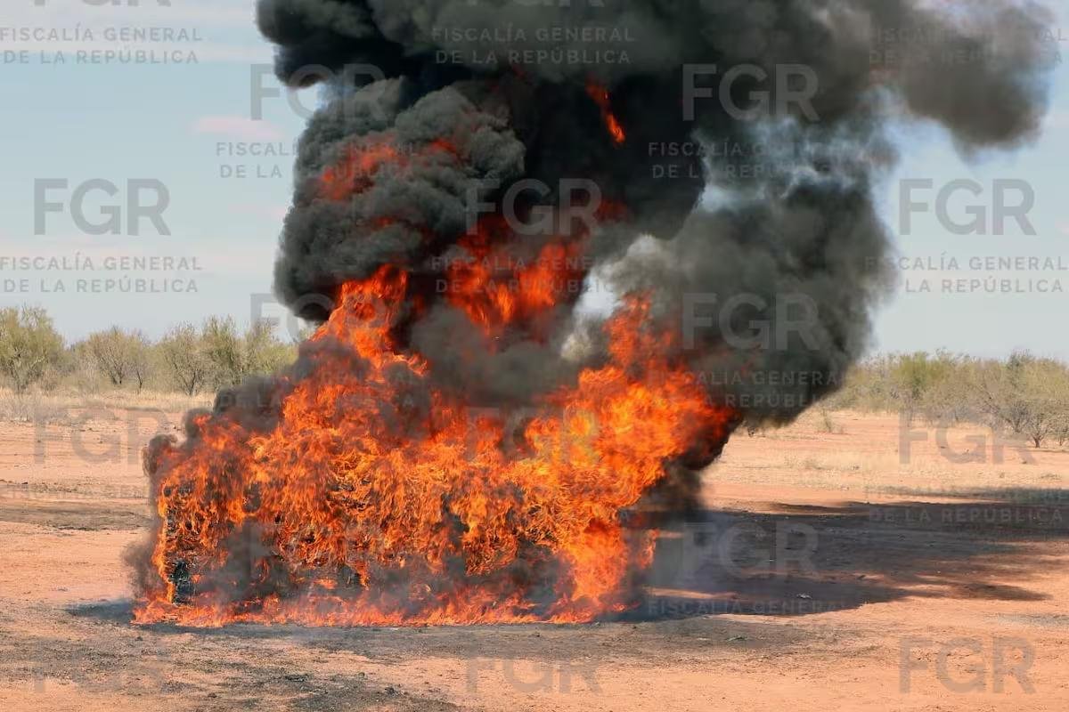 FGR lleva a cabo evento de incineración de casi media tonelada de narcóticos en Sonora